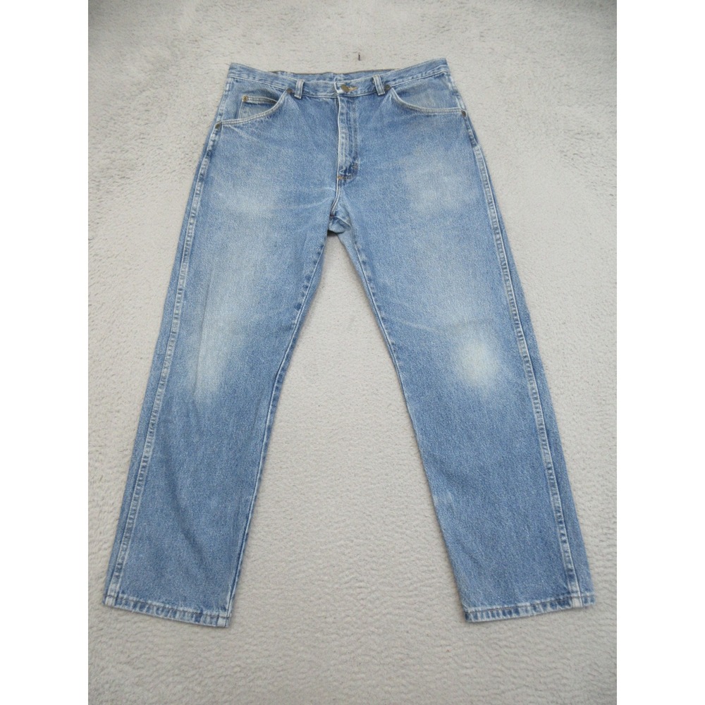Wrangler Western Jeans Mens 36x30 Blue Light Wash Workwear Rodeo Americana